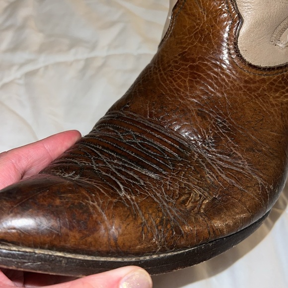 Nocona Boots Cowboy men size 10 EE cream khaki and brown - Picture 13 of 17
